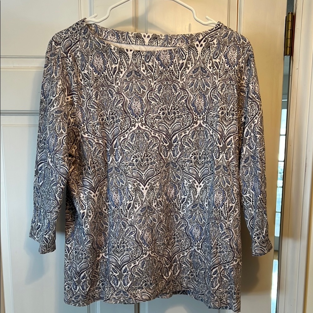 Elegant Blue and White Women's Top